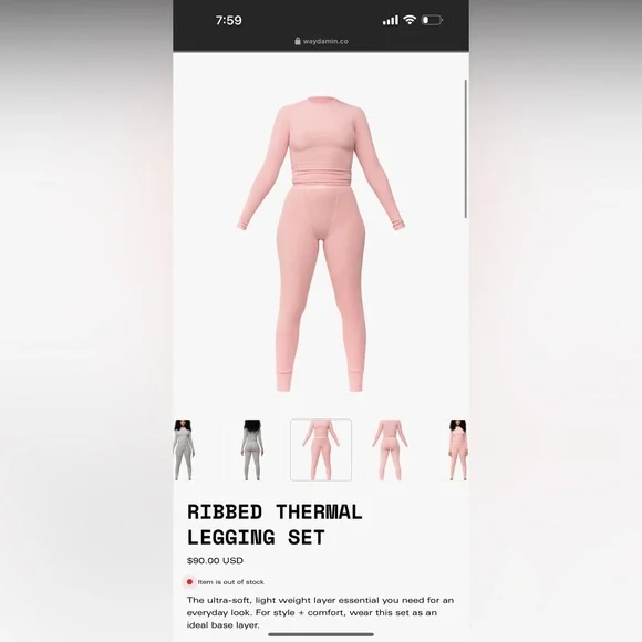 Jayda Waydamin brand Thermal set Pink NEW Size SMALL sold out - Picture 1 of 1